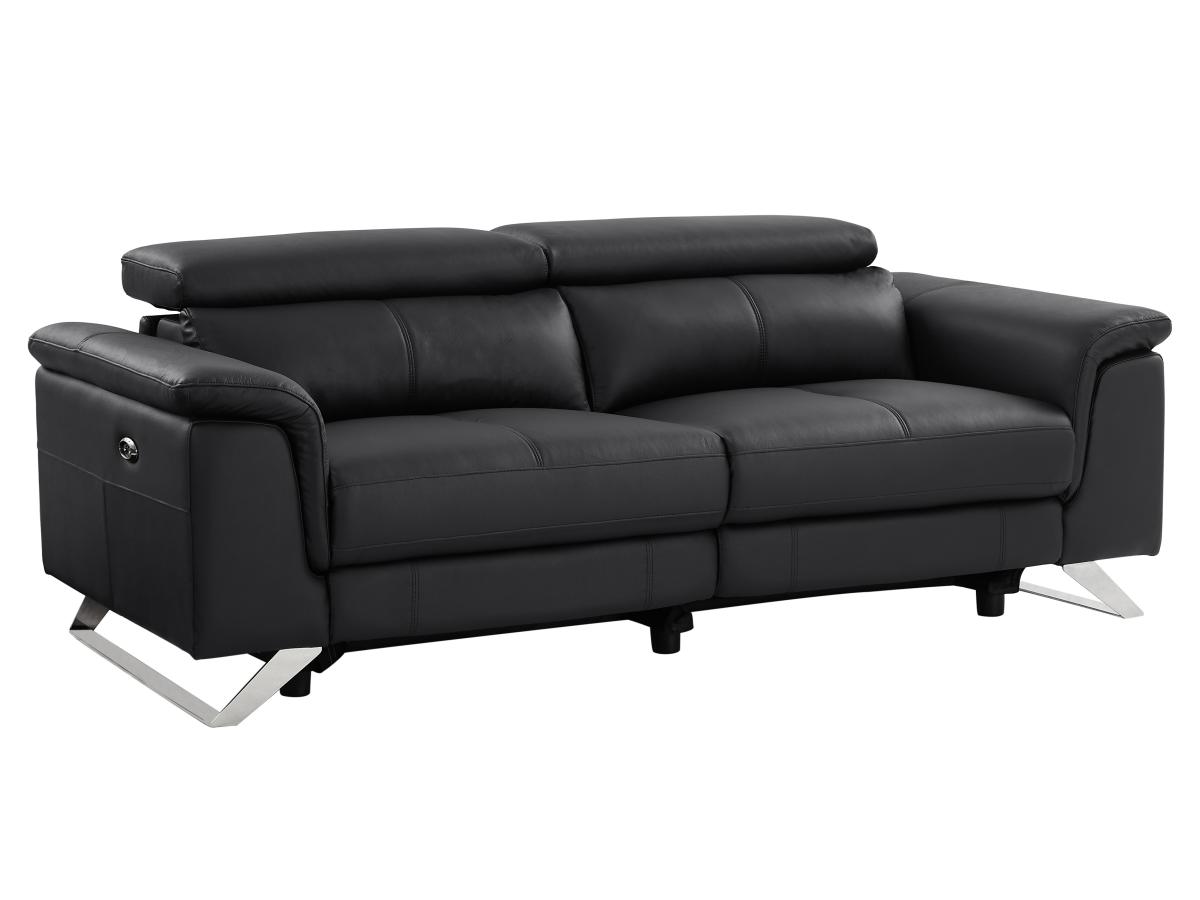 Relaxsofa 3-Sitzer elektrisch - Rindsleder - Schwarz - BREYT II günstig online kaufen