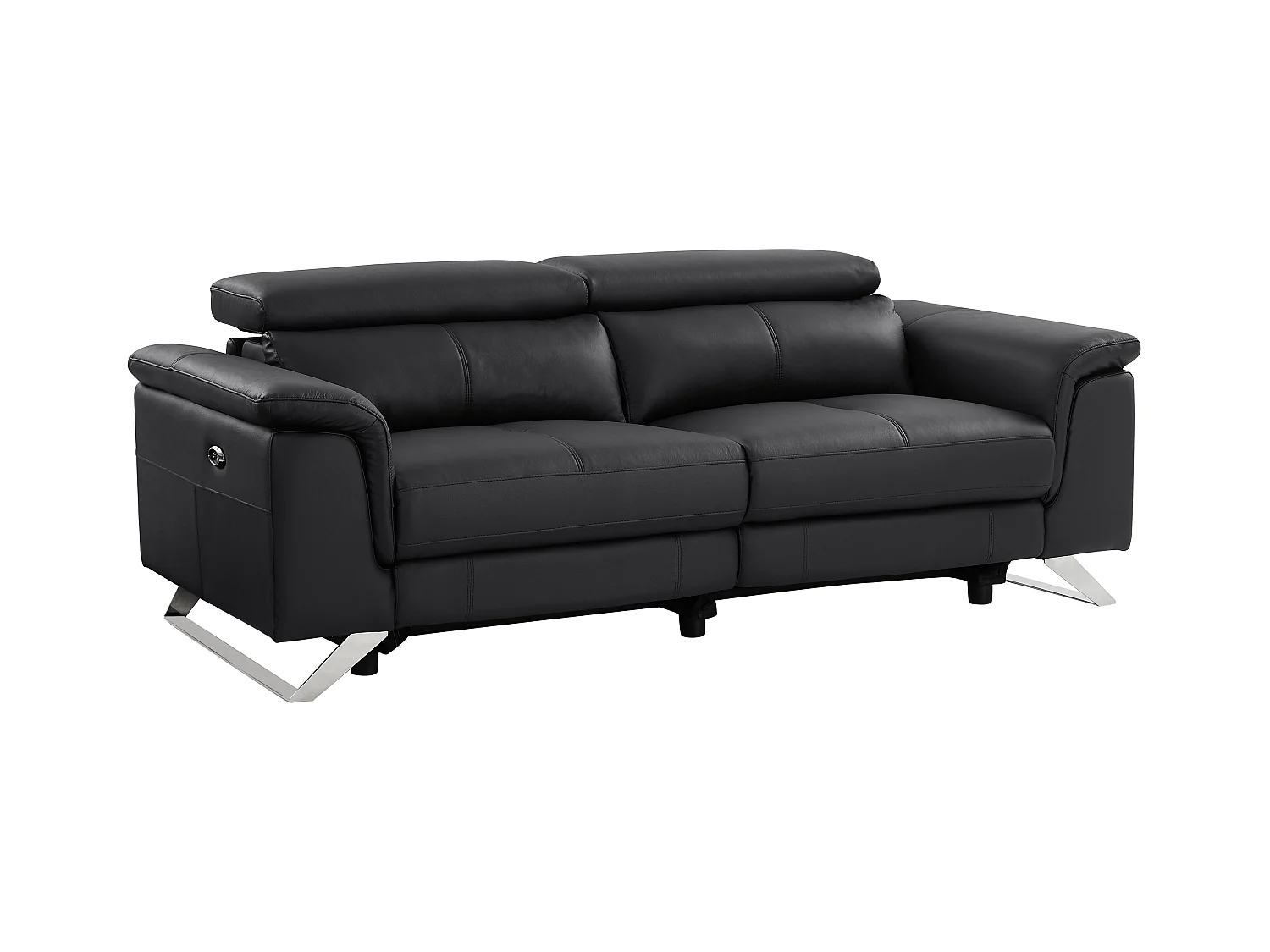 Relaxsofa 3-Sitzer elektrisch - Rindsleder - Schwarz - BREYT II