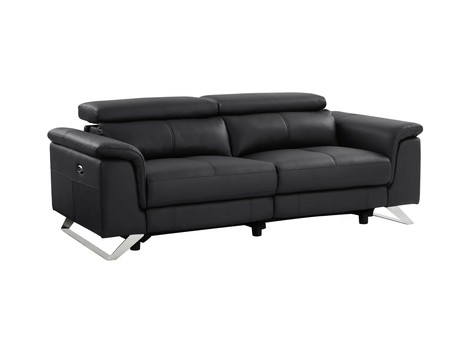 Relaxsofa 3-Sitzer elektrisch - Rindsleder - Schwarz - BREYT II