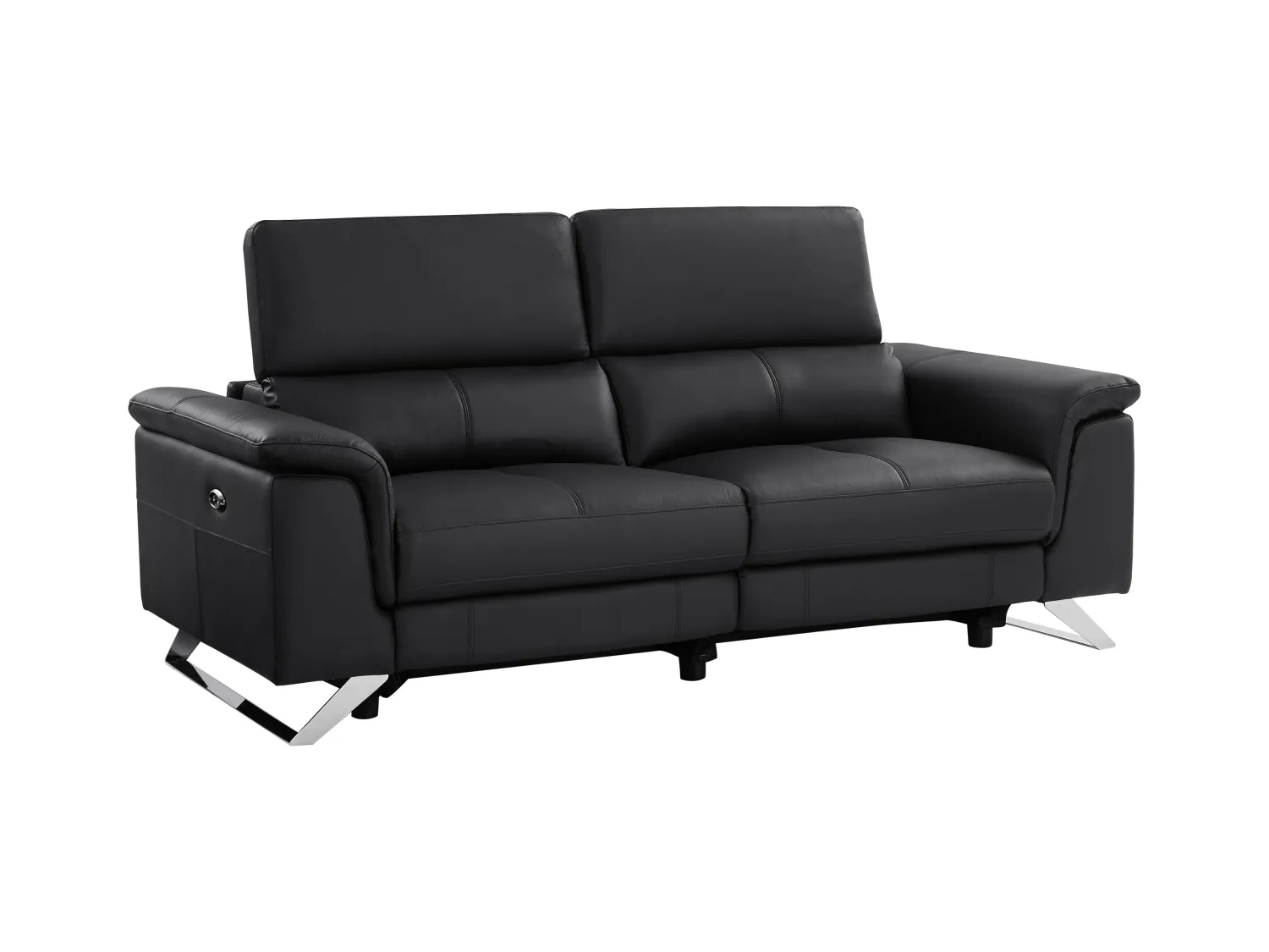 Relaxsofa 3-Sitzer elektrisch - Rindsleder - Schwarz - BREYT II