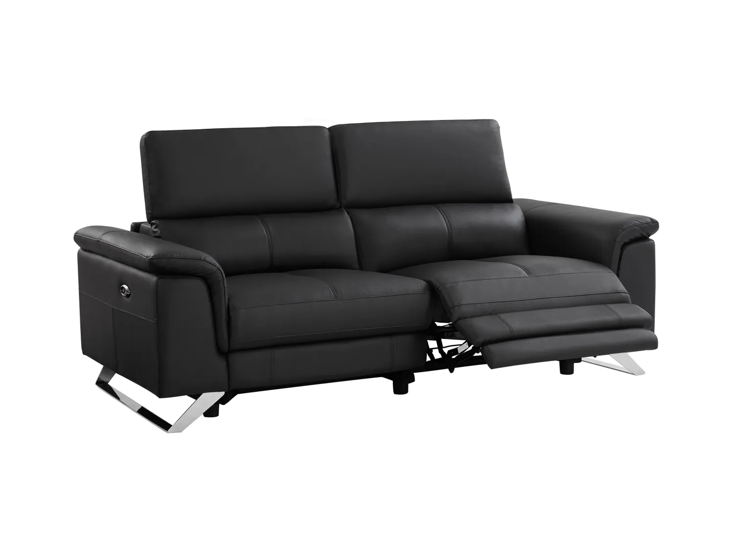 Relaxsofa 3-Sitzer elektrisch - Rindsleder - Schwarz - BREYT II