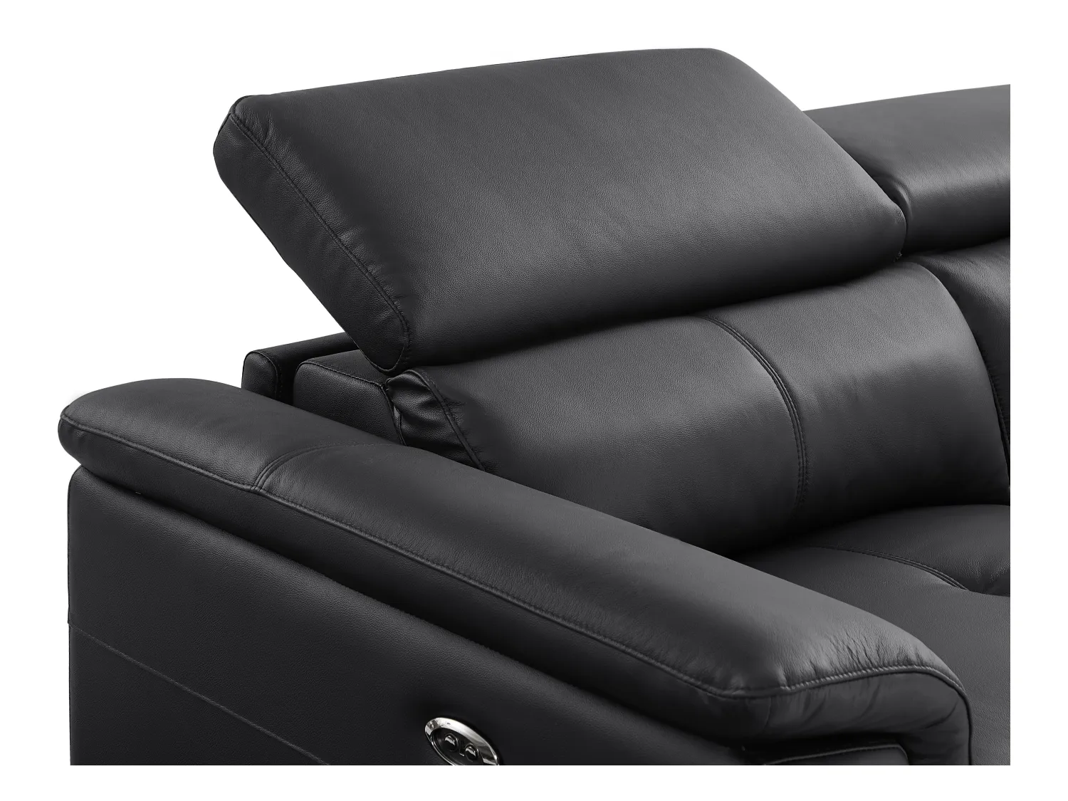 Relaxsofa 3-Sitzer elektrisch - Rindsleder - Schwarz - BREYT II