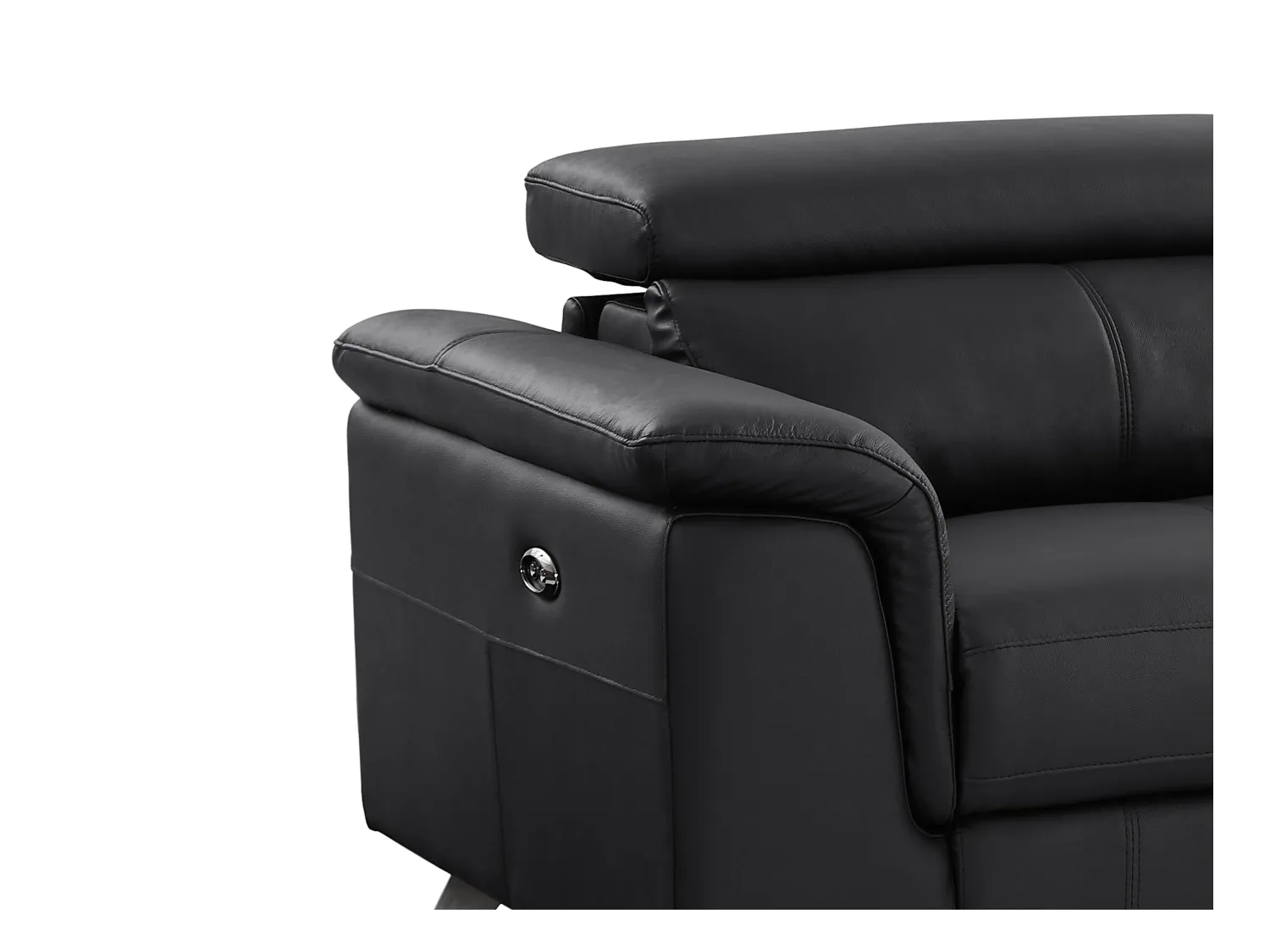 Relaxsofa 3-Sitzer elektrisch - Rindsleder - Schwarz - BREYT II