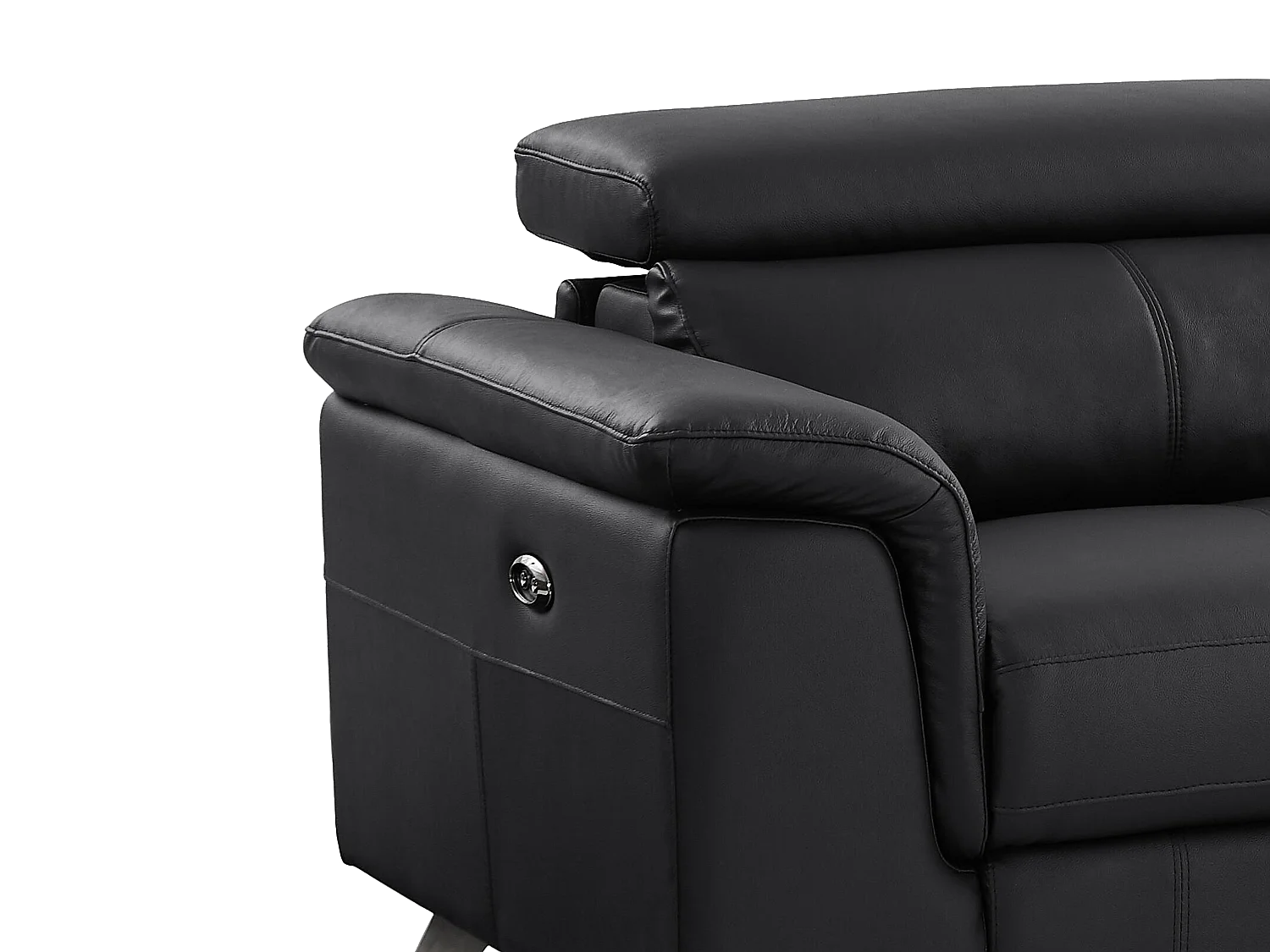 Canapé 3 places relax électrique en cuir de vachette noir BREYT II