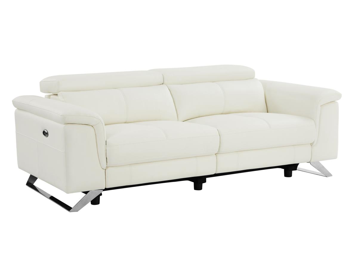 Relaxsofa 3-Sitzer elektrisch - Rindsleder - Weiß - BREYT II günstig online kaufen