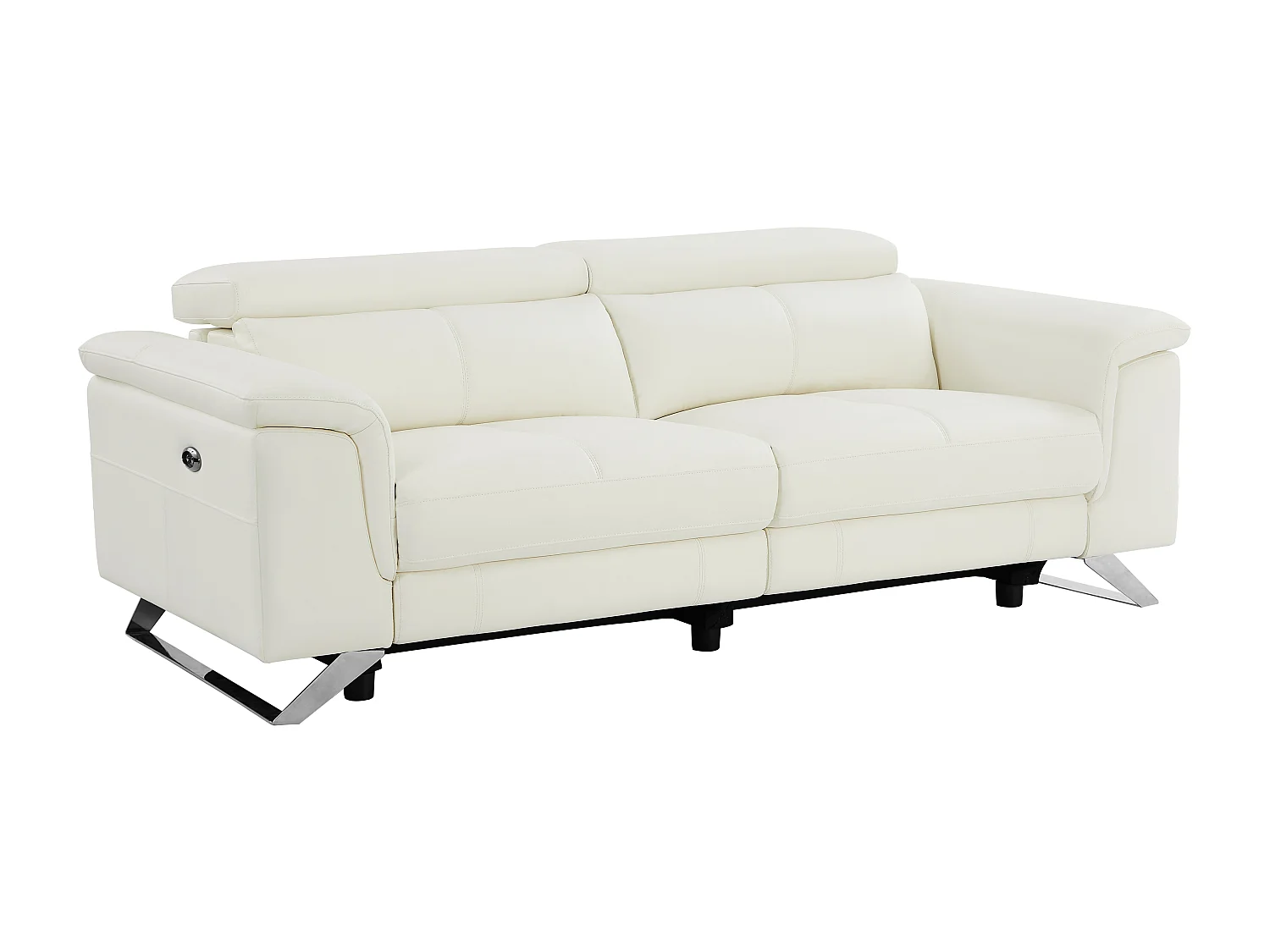 Sofá de 3 lugares articulado elétrico em pele de vaca branco - BREYT II