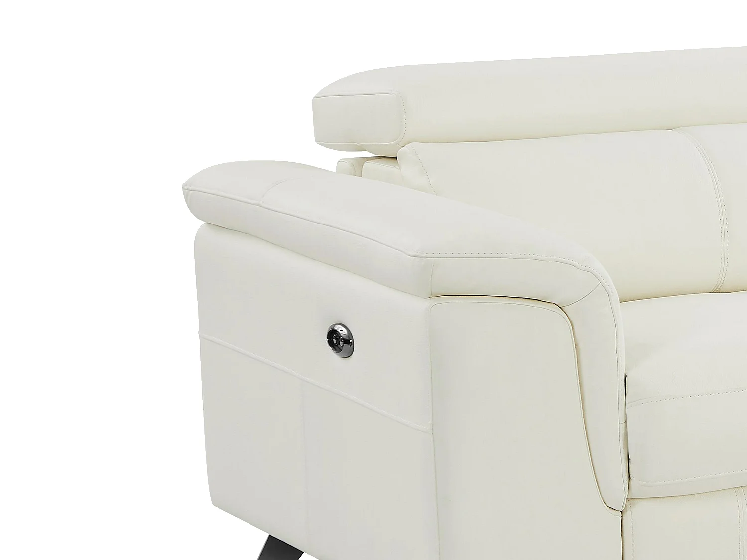 Sofá de 3 lugares articulado elétrico em pele de vaca branco - BREYT II