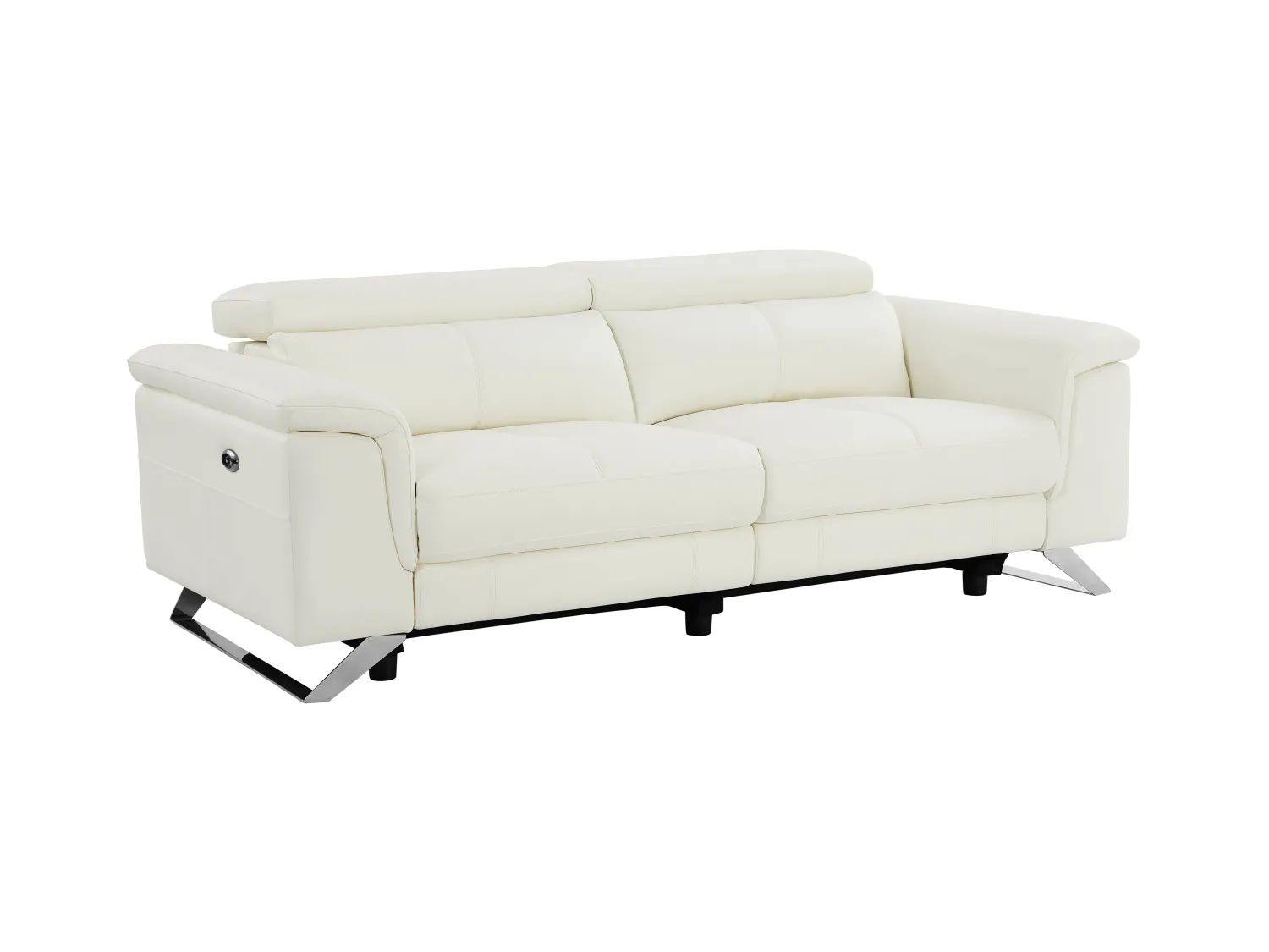 Relaxsofa 3-Sitzer elektrisch - Rindsleder - Weiß - BREYT II
