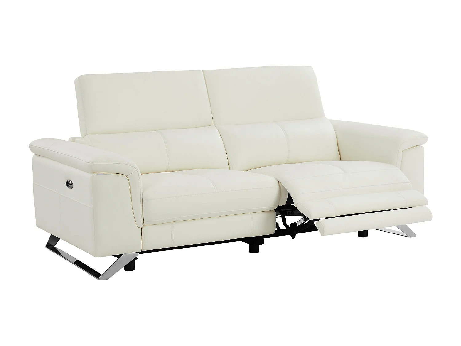 3-sits elektrisk reclinersoffa i vit kohudsläder BREYT II