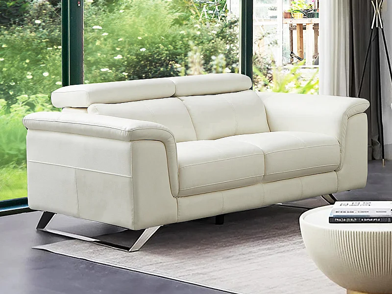 Sofa 2 plaatsen van witte koeienhuid BREYT II