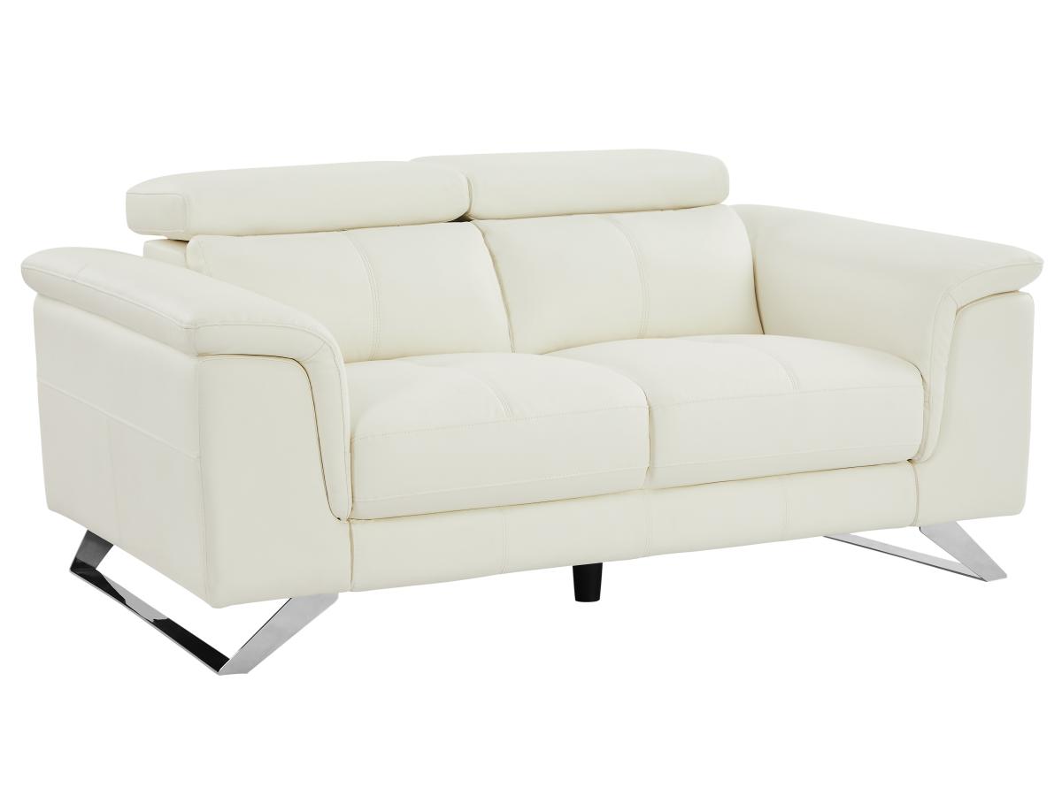 Sofa 2-Sitzer - Rindsleder - Weiß - BREYT II günstig online kaufen