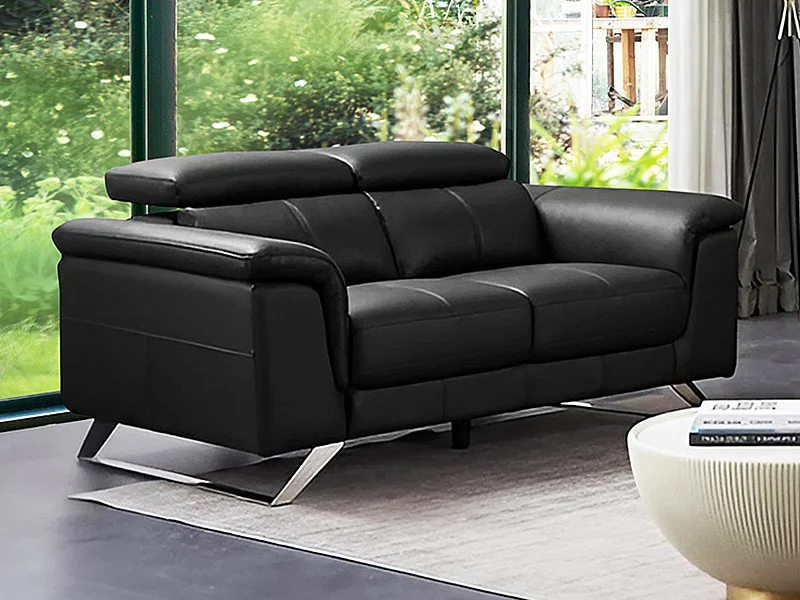 Divano 2 posti Pelle di vacchetta Nero - BREYT II