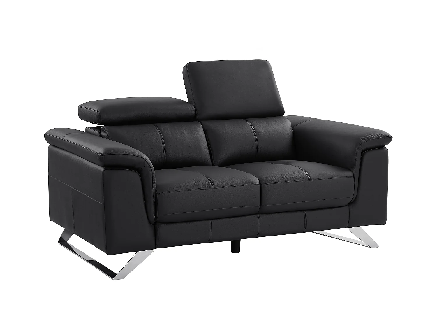 Sofa 2-Sitzer - Rindsleder - Schwarz - BREYT II