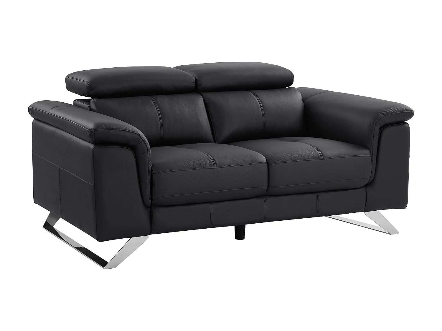 Sofa 2-Sitzer - Rindsleder - Schwarz - BREYT II