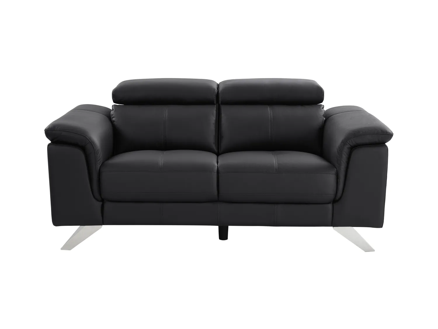 Sofá de 2 plazas de piel de becerro negro BREYT II
