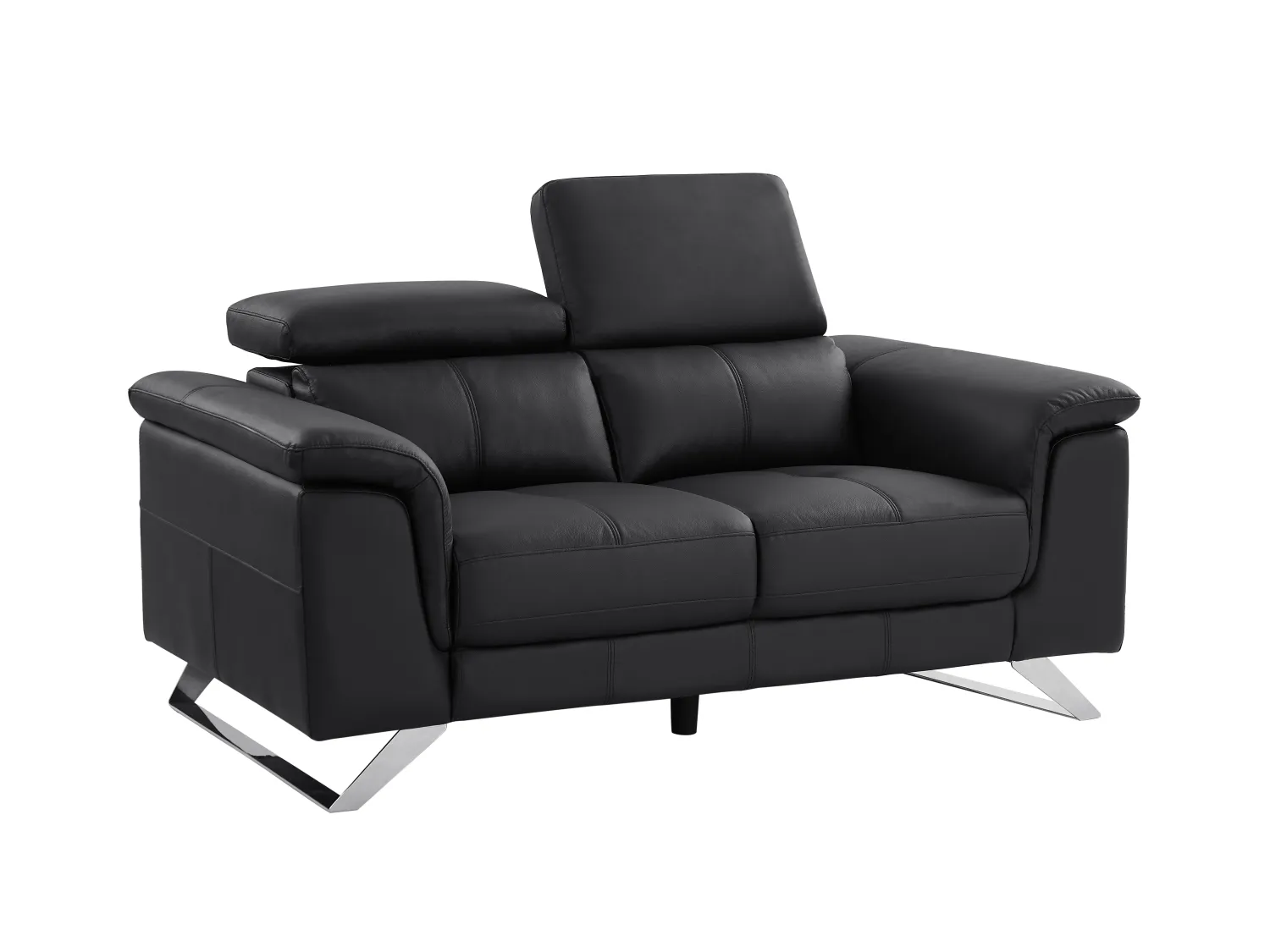 Sofá de 2 plazas de piel de becerro negro BREYT II