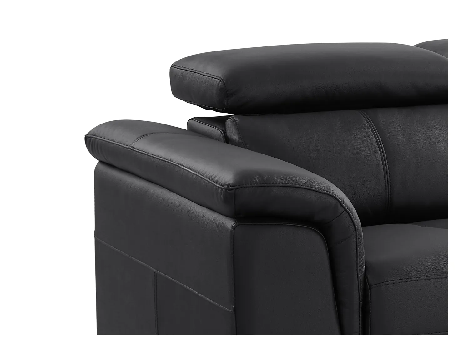 Sofá de 2 plazas de piel de becerro negro BREYT II