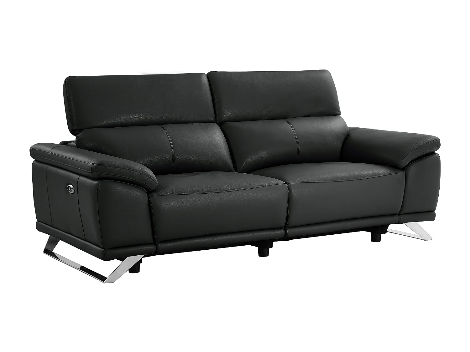 Canapé 3 places relax électrique en cuir de vachette noir AZIDEE II