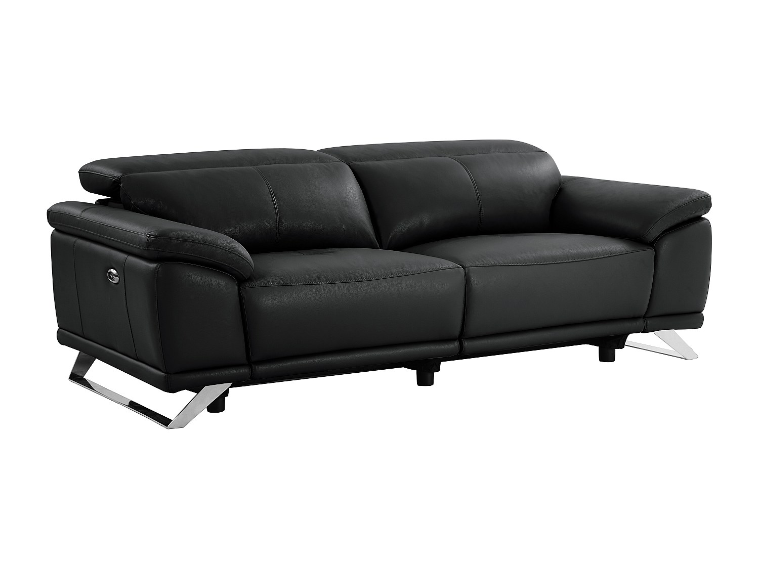Relaxsofa 3-Sitzer elektrisch - Rindsleder - Schwarz - AZIDEE II günstig online kaufen