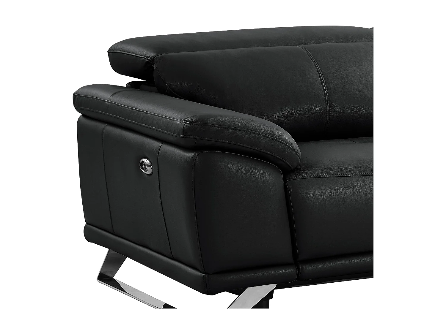 Canapé 3 places relax électrique en cuir de vachette noir AZIDEE II