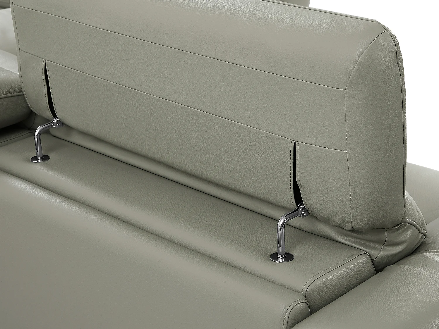 Sofá de 3 lugares articulado elétrico em pele de vaca cinzento-claro - AZIDEE II