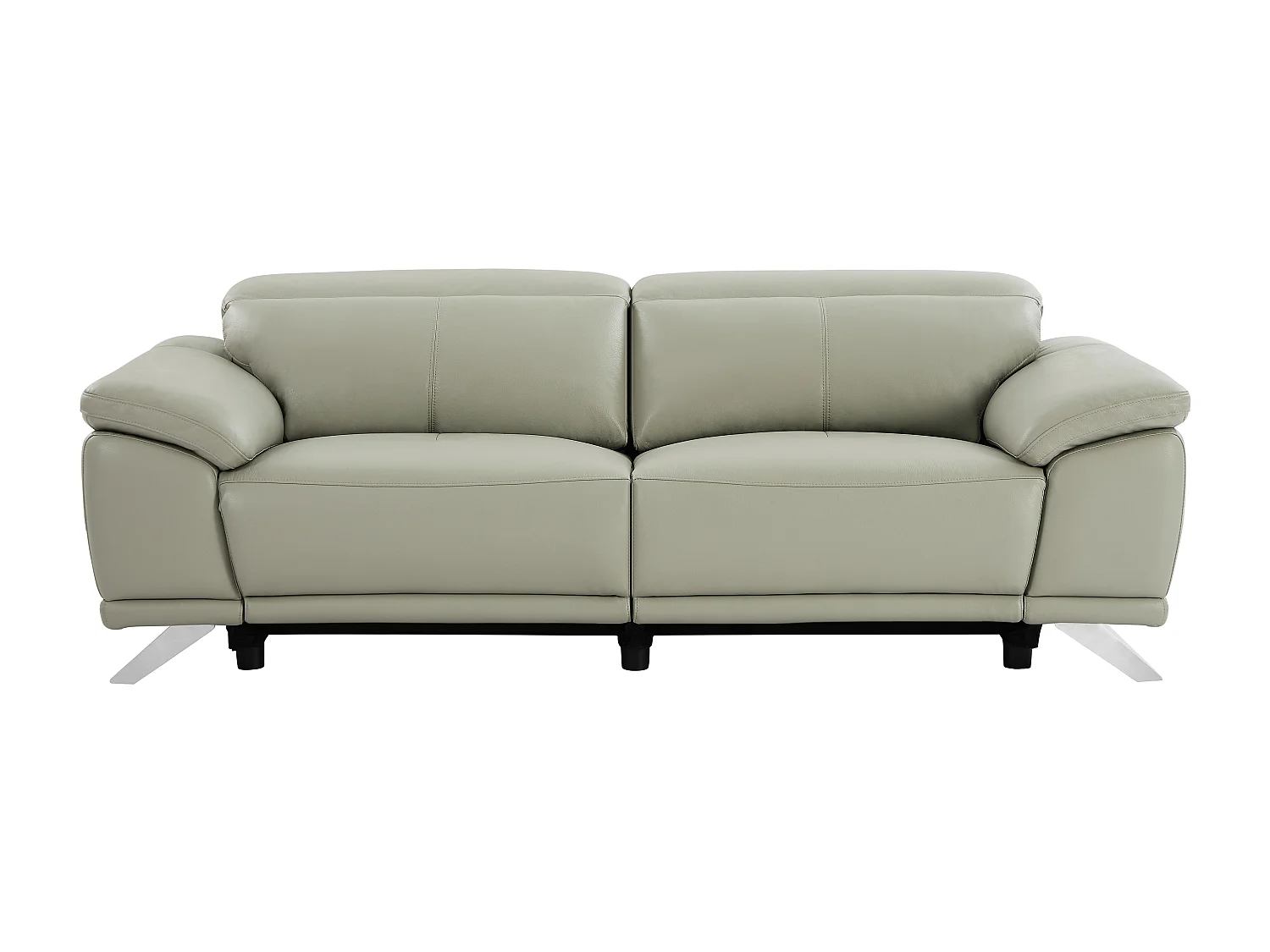 Sofá de 3 lugares articulado elétrico em pele de vaca cinzento-claro - AZIDEE II