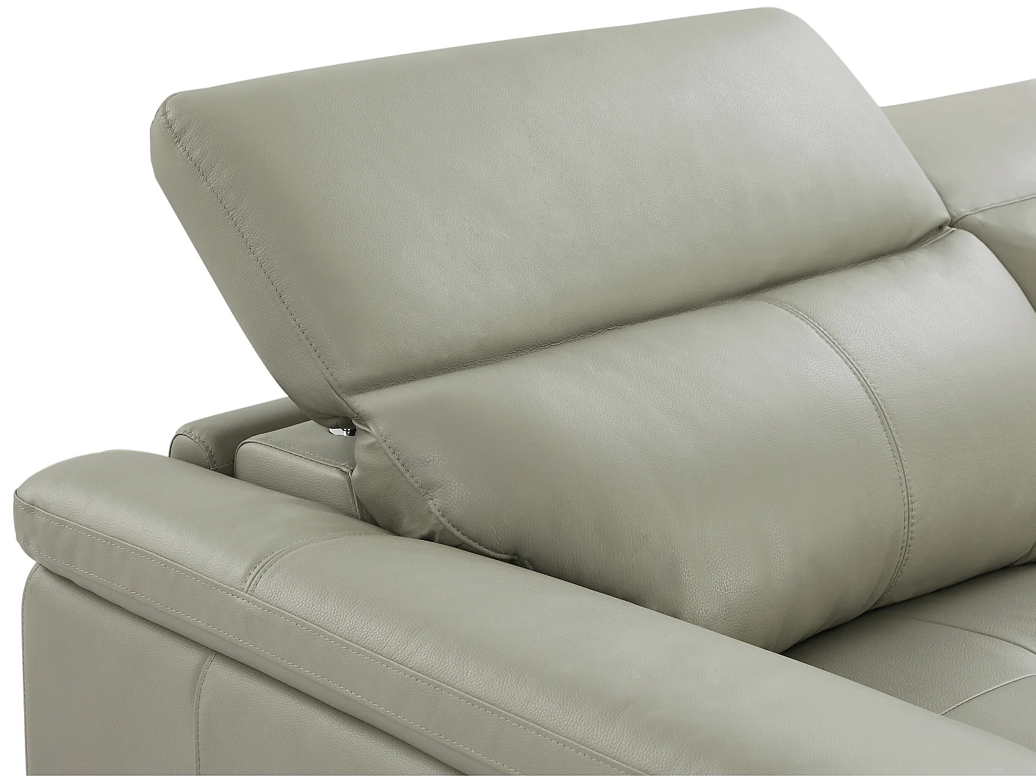 Sofá de 3 lugares articulado elétrico em pele de vaca cinzento-claro - AZIDEE II