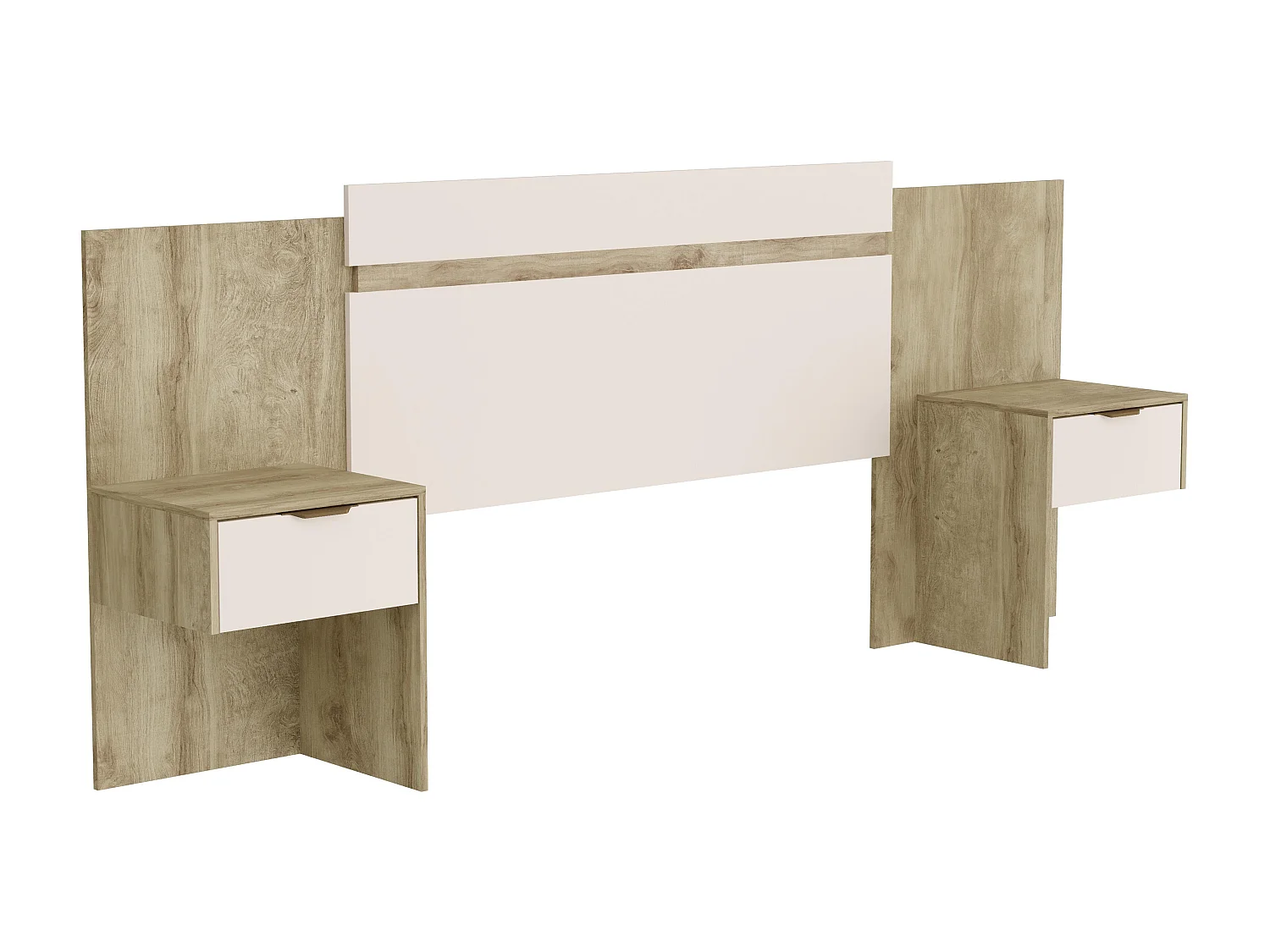 Tête de lit extensible avec chevets  - 140/160 cm - Coloris : Naturel et ivoire - PARATI