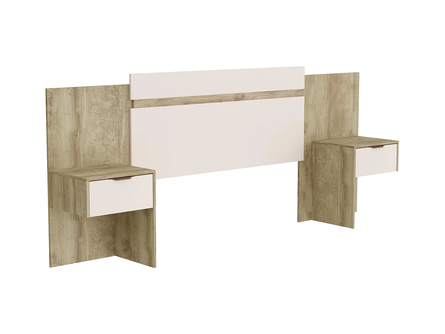 Cabecero extensible con mesas de noche - 140/160 cm - Color: natural y marfil - PARATI