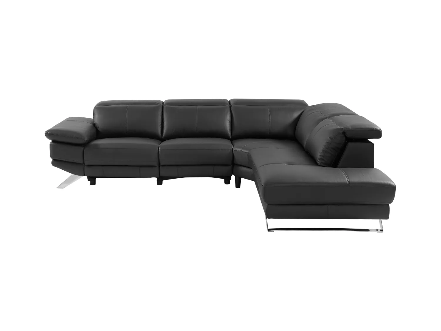 Canapé d'angle droit relax électrique en cuir de vachette noir PUNO II