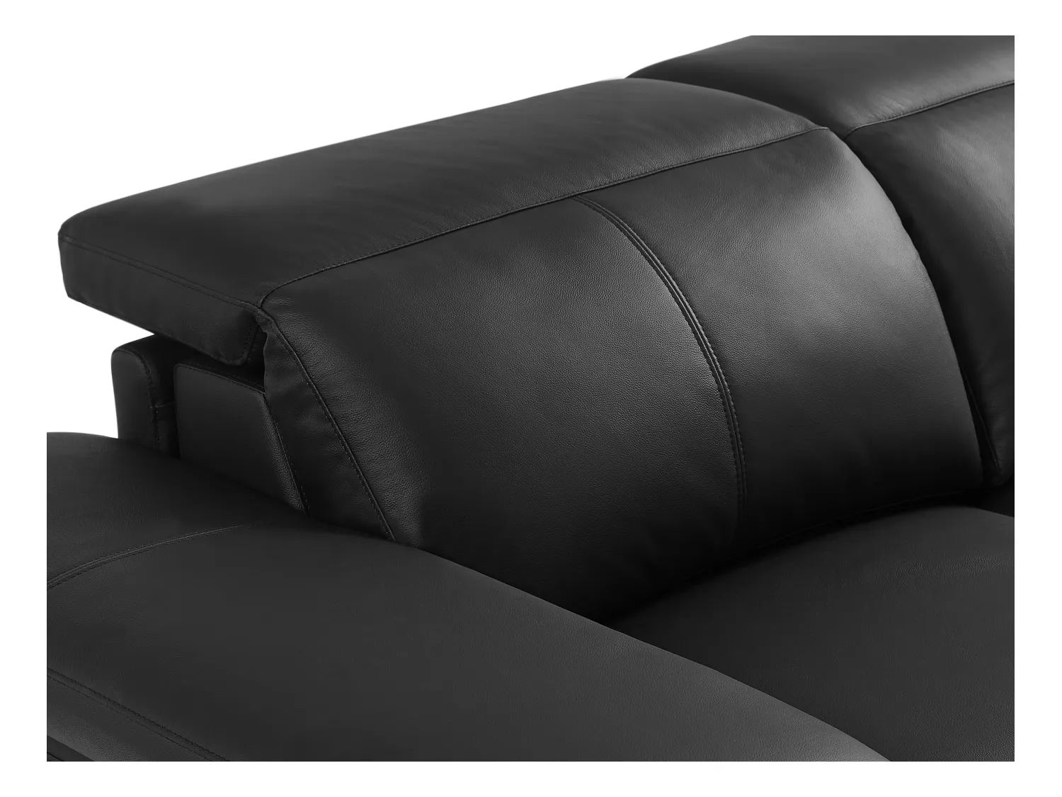 Canapé d'angle droit relax électrique en cuir de vachette noir PUNO II