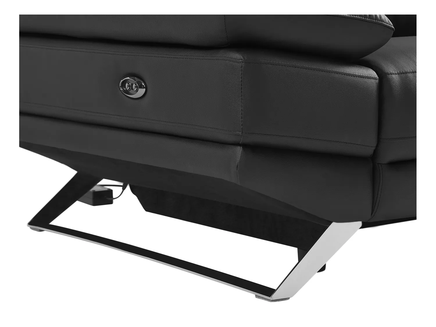 Canapé d'angle droit relax électrique en cuir de vachette noir PUNO II