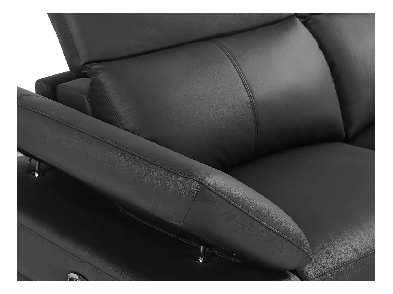 Canapé d'angle droit relax électrique en cuir de vachette noir PUNO II