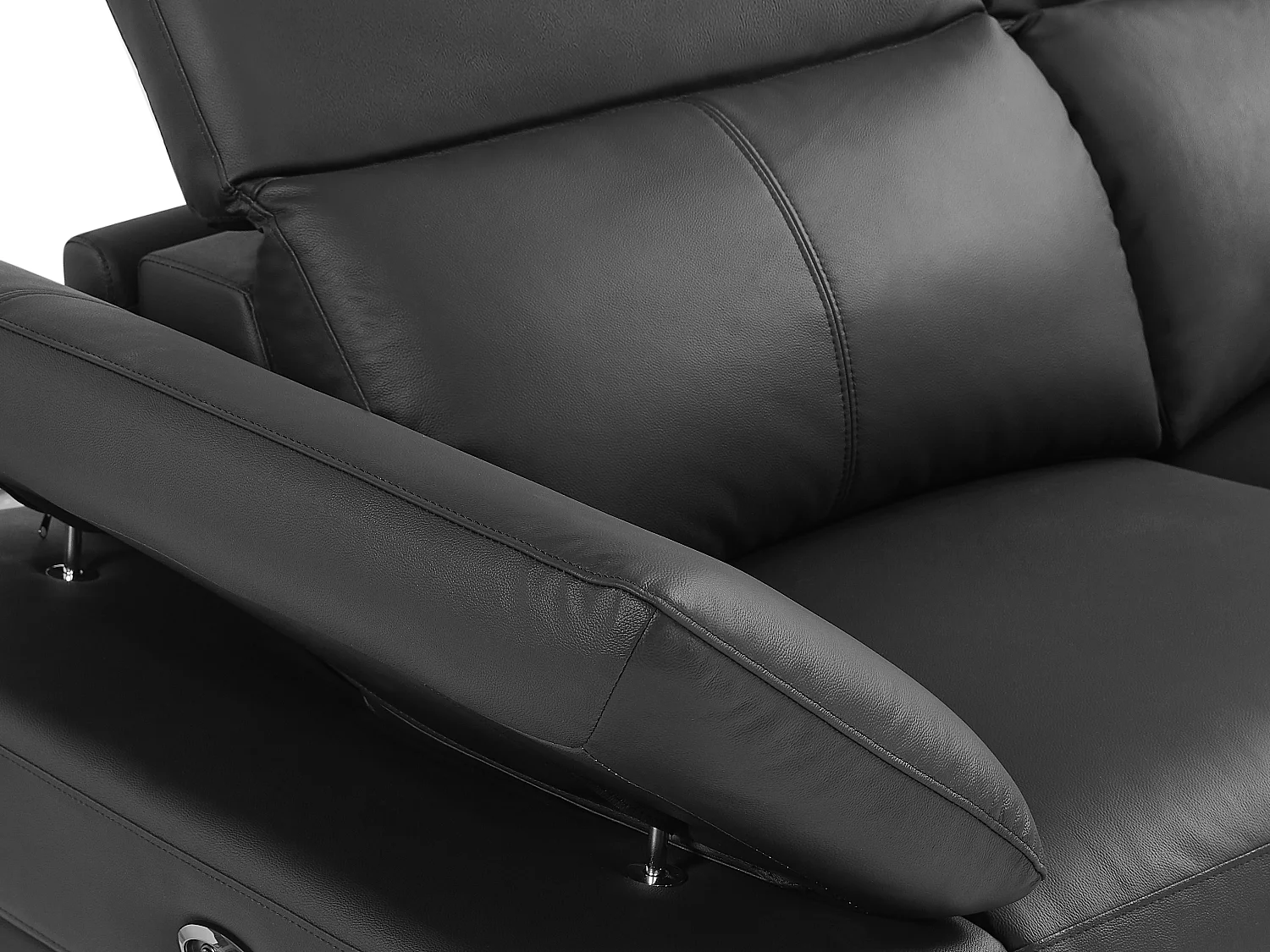 Sofá rinconera derecha relax eléctrico de cuero vacuno negro PUNO II