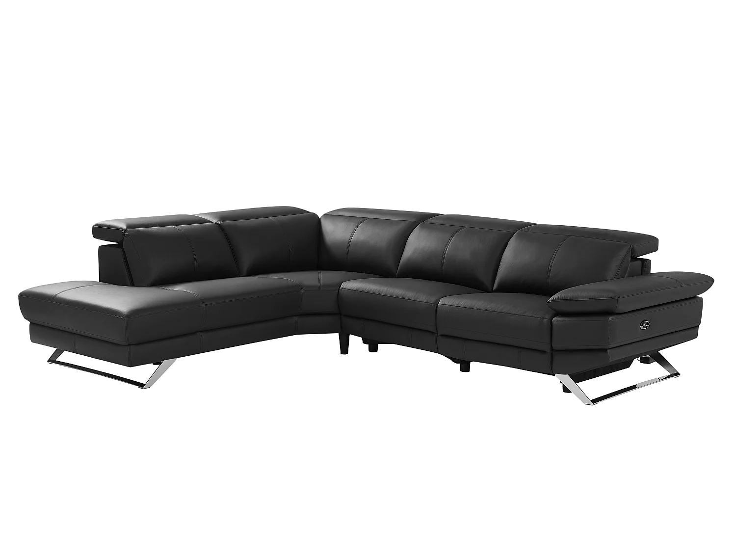 Ecksofa Relaxsofa elektrisch - Ecke links - Rindsleder - Schwarz - PUNO II