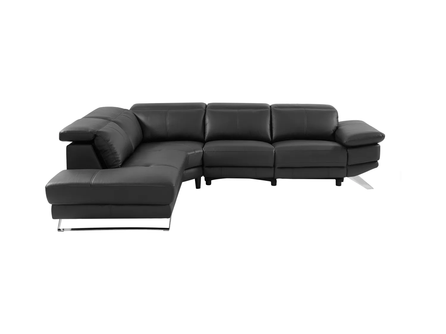 Canapé d'angle gauche relax électrique en cuir de vachette noir PUNO II