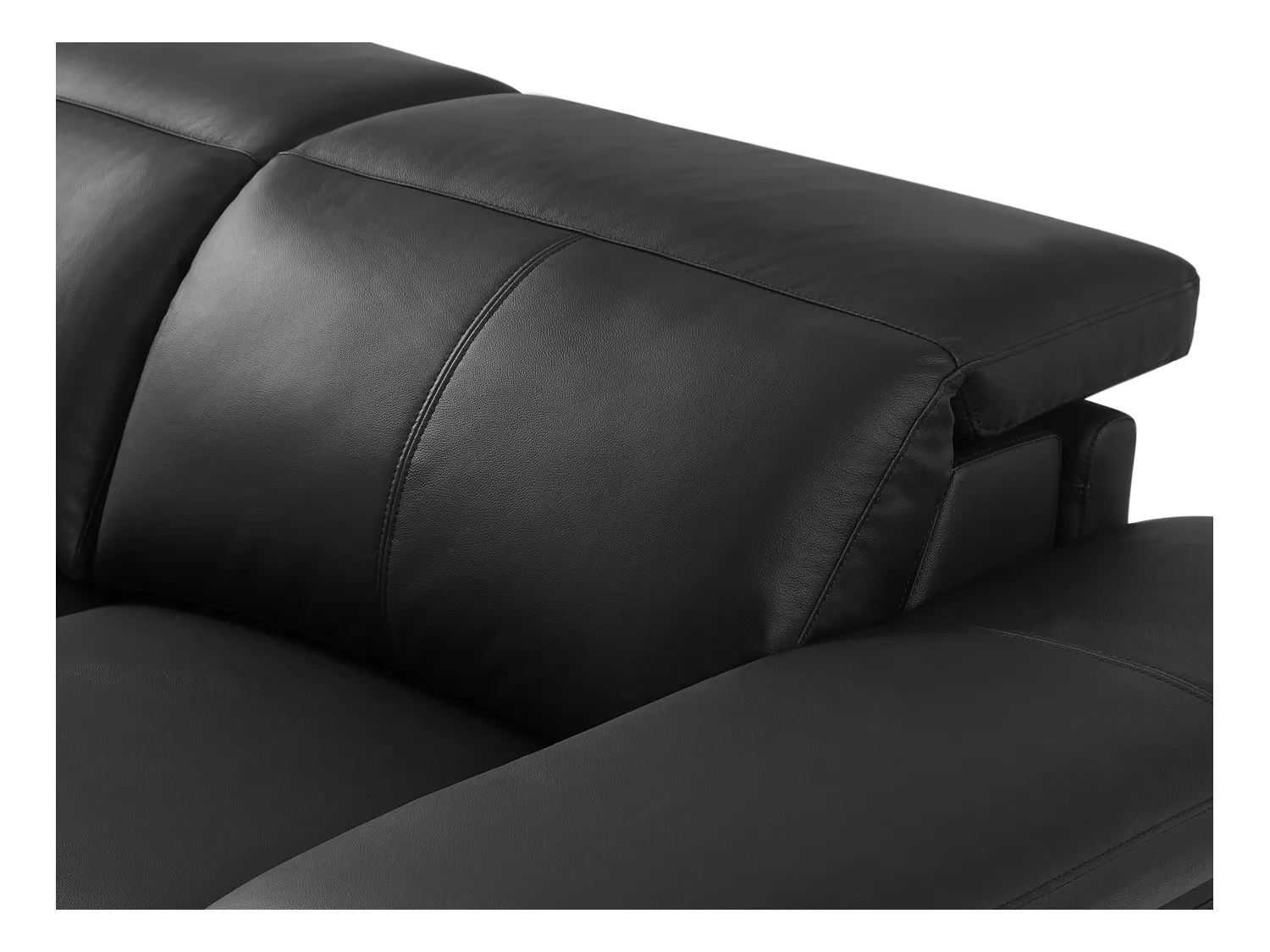 Canapé d'angle gauche relax électrique en cuir de vachette noir PUNO II
