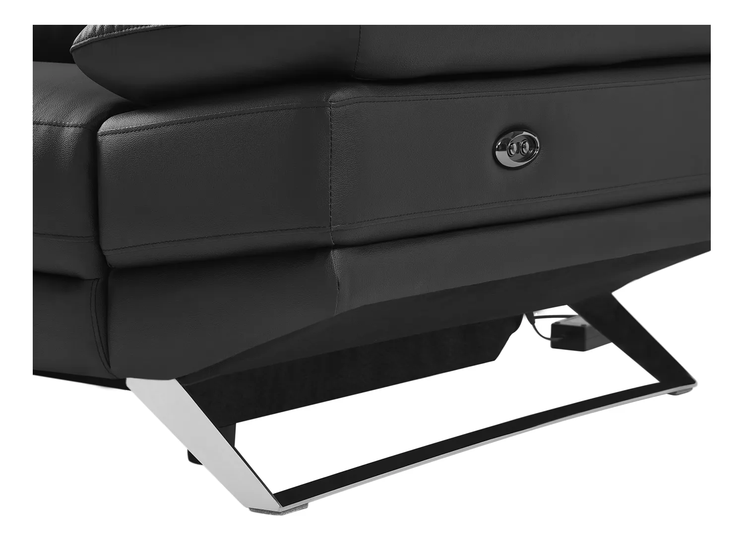 Canapé d'angle gauche relax électrique en cuir de vachette noir PUNO II