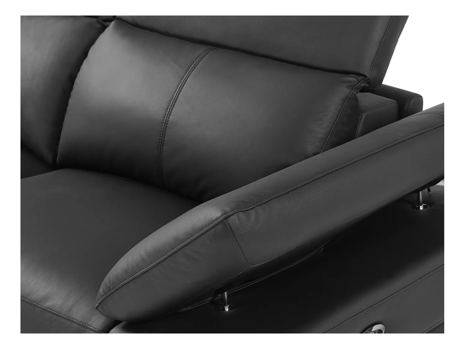 Canapé d'angle gauche relax électrique en cuir de vachette noir PUNO II