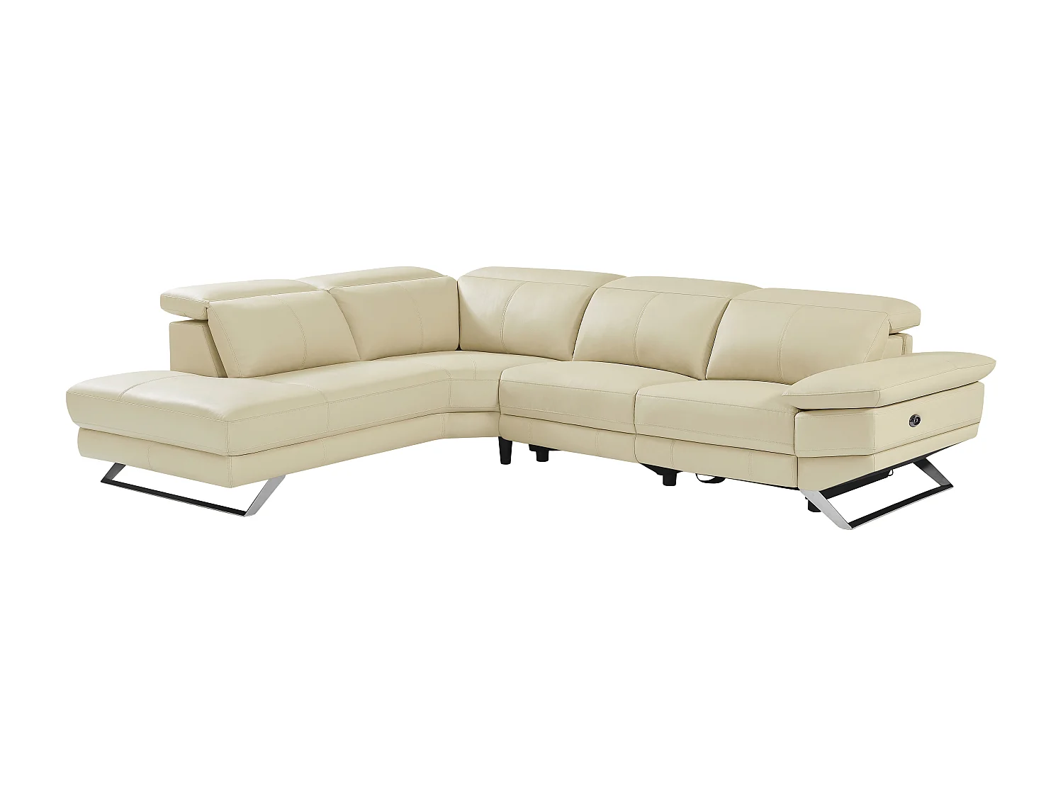 Canapé d'angle gauche relax électrique en cuir de vachette beige PUNO II