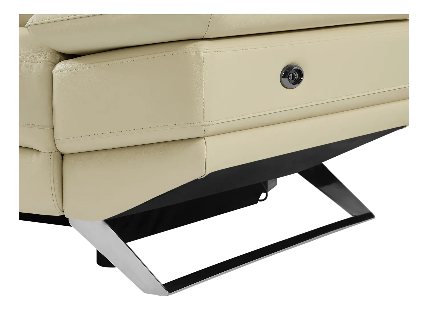 Kanapa narożna lewostronna z białej skóry z elektryczną funkcją relax PUNO II