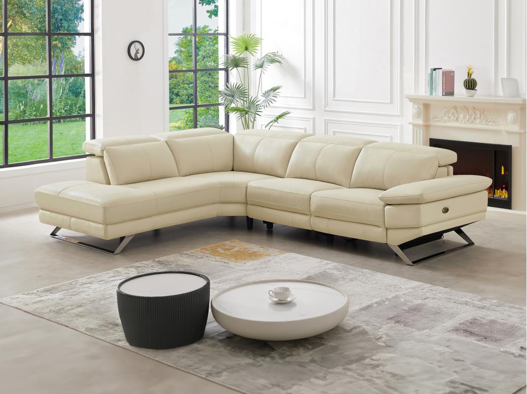 Divano relax elettrico in Pelle di vacchetta Beige - Angolo a sinistra - PUNO II
