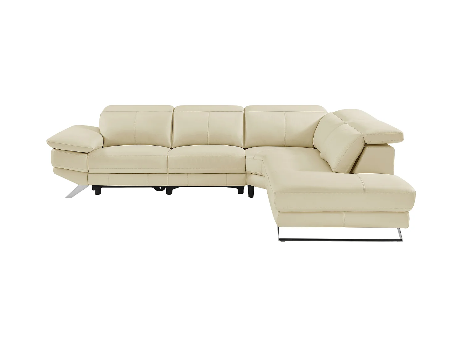 Ecksofa Relaxsofa elektrisch - Ecke rechts - Rindsleder - Beige - PUNO II