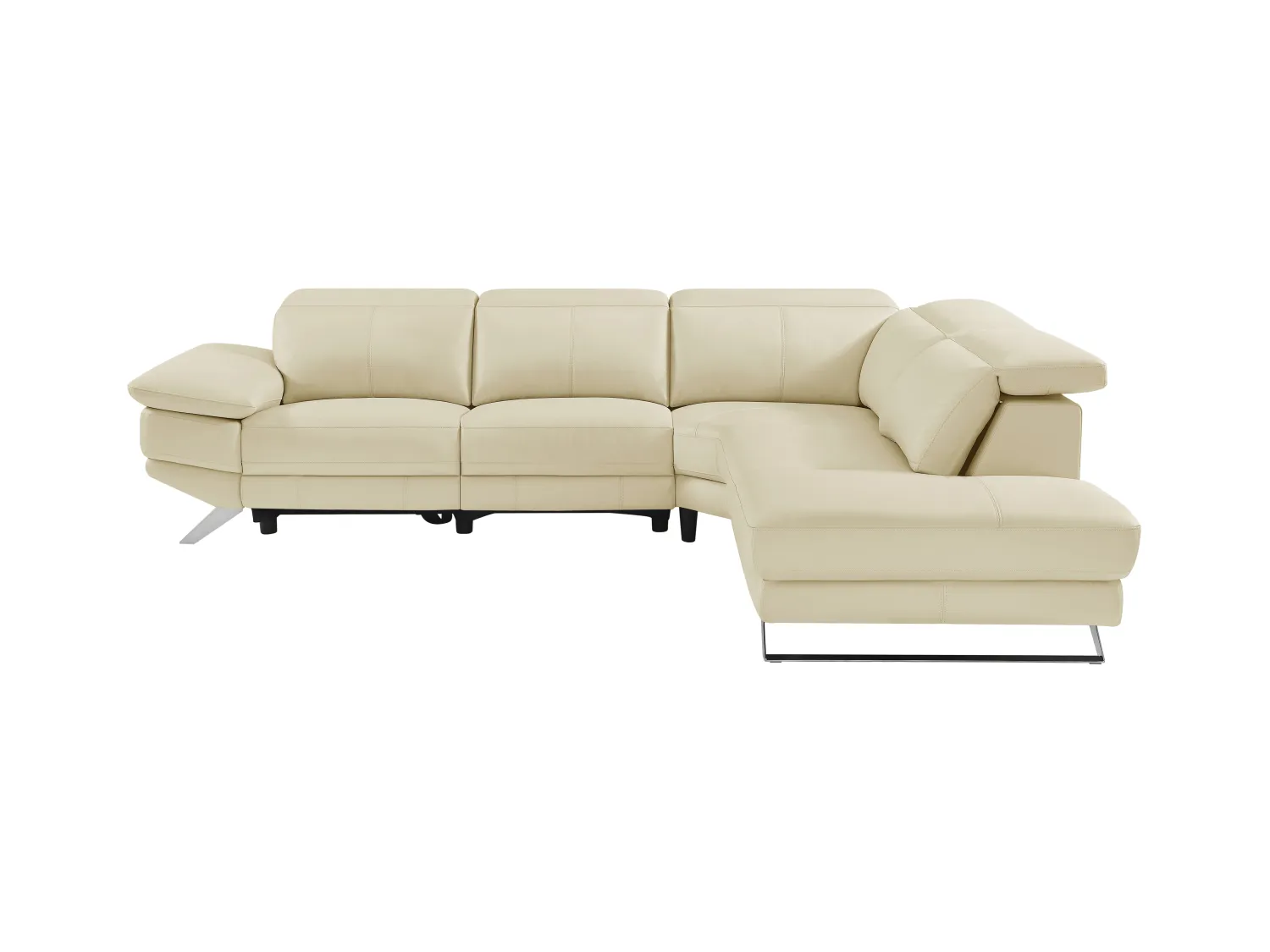 Canapé d'angle droit relax électrique en cuir de vachette beige PUNO II