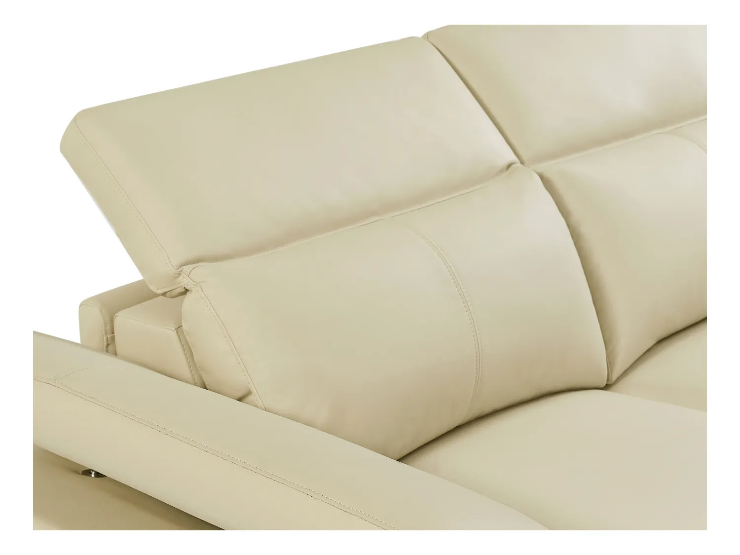 Canapé d'angle droit relax électrique en cuir de vachette beige PUNO II