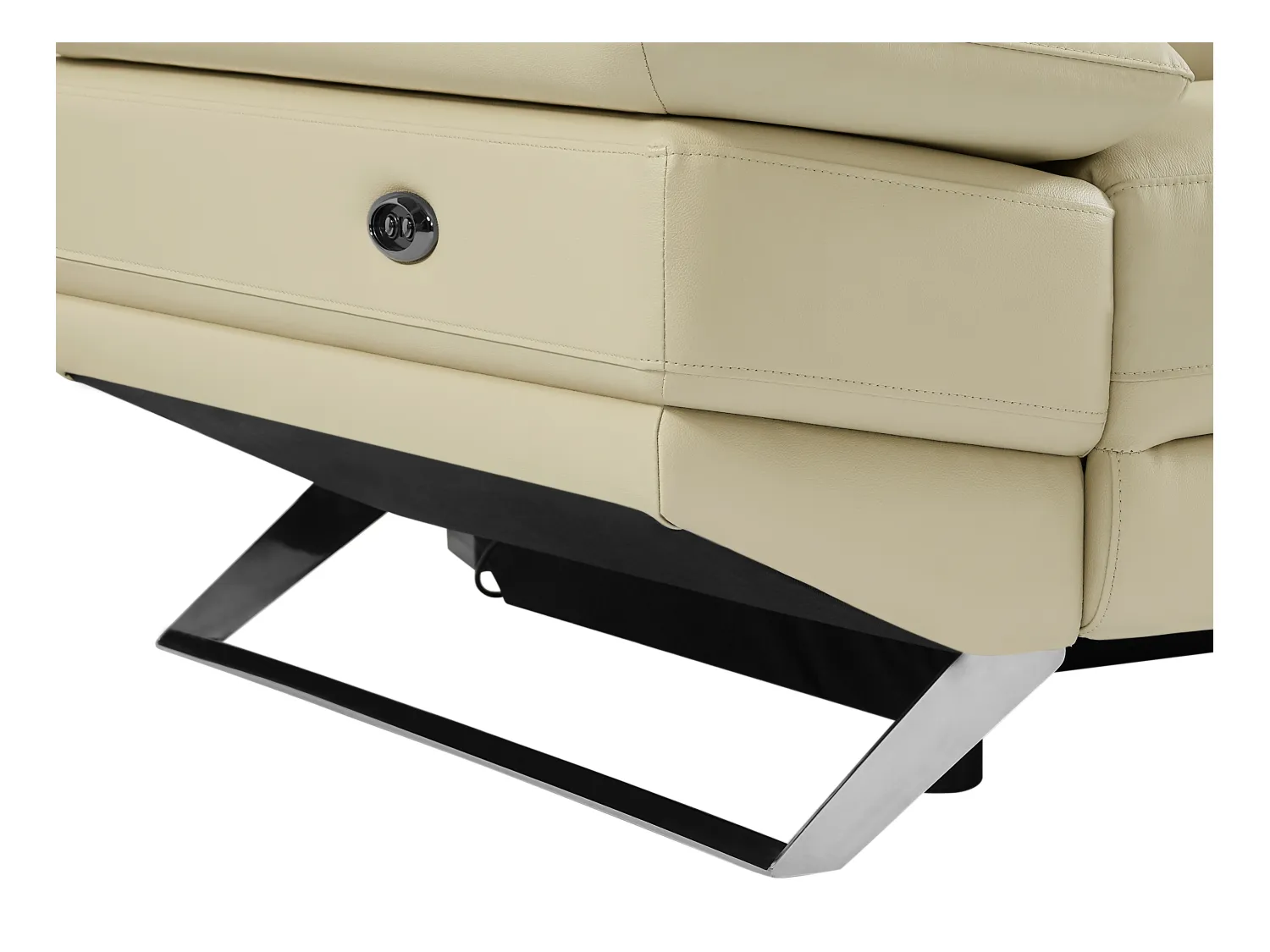 Canapé d'angle droit relax électrique en cuir de vachette beige PUNO II