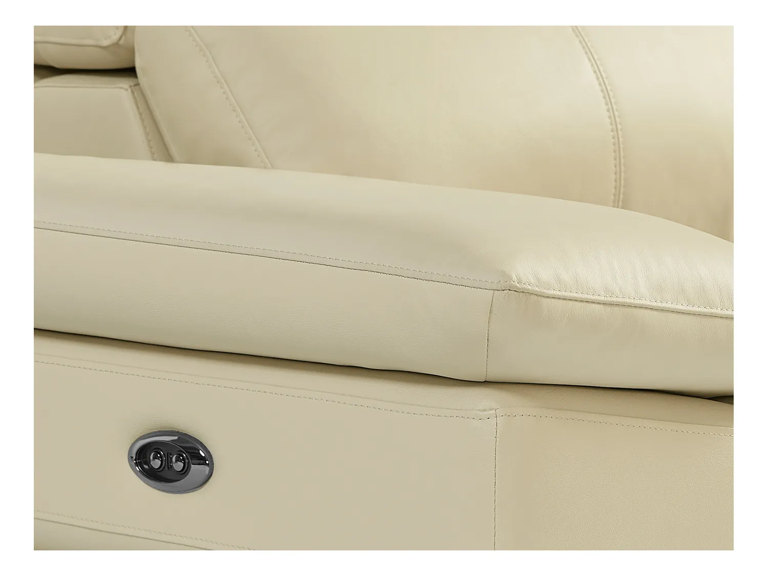 Canapé d'angle droit relax électrique en cuir de vachette beige PUNO II