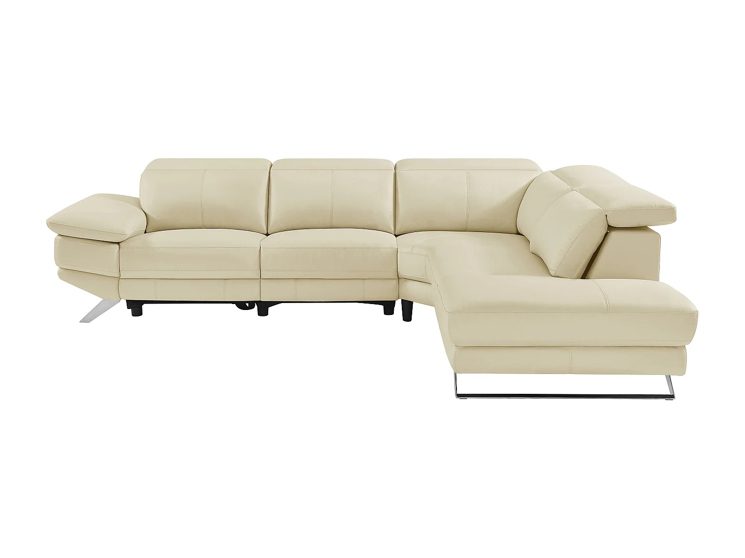 Elektrische relaxzitbank met hoek rechts van beige vaarsleer PUNO II