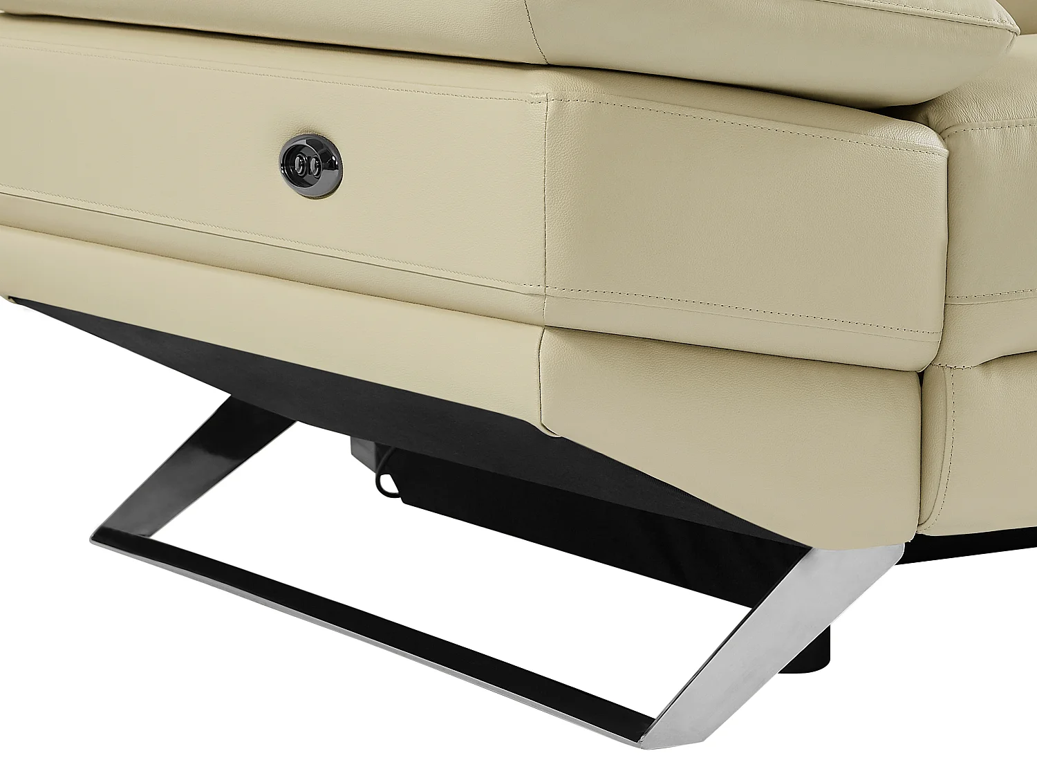 Elektrische relaxzitbank met hoek rechts van beige vaarsleer PUNO II