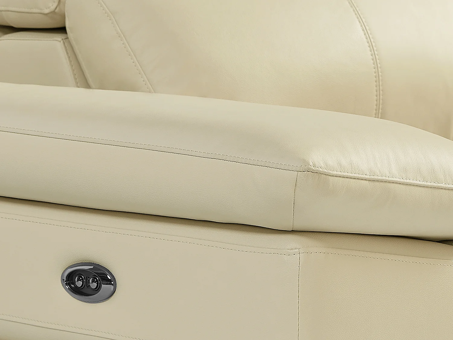 Elektrische relaxzitbank met hoek rechts van beige vaarsleer PUNO II